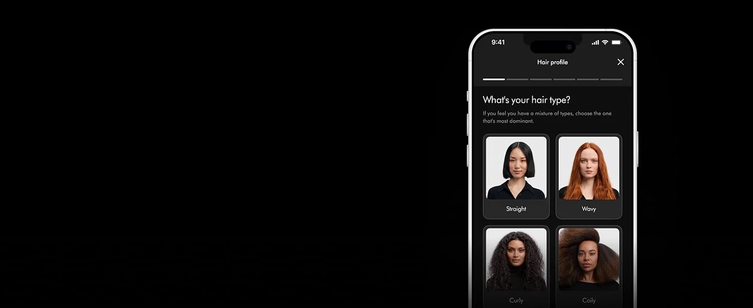Personal hair profile set up in the MyDyson app