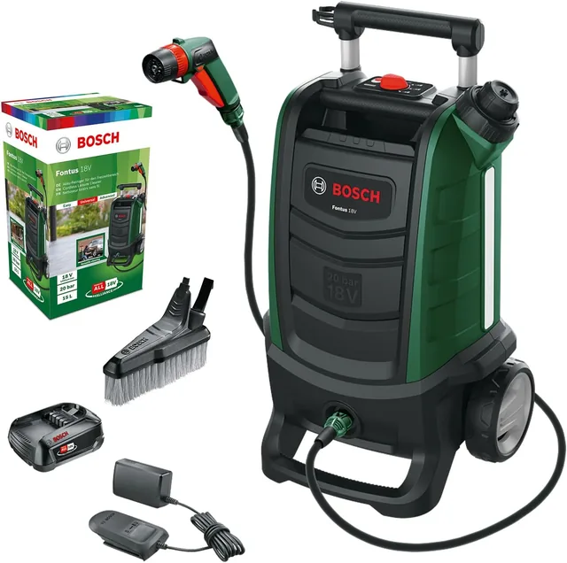 Main view of the Bosch Fontus 18V, cordless outdoor cleaner with battery